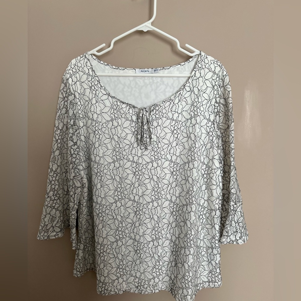 169 Ricki's 3/4 Sleeve Lace Blouse XXL